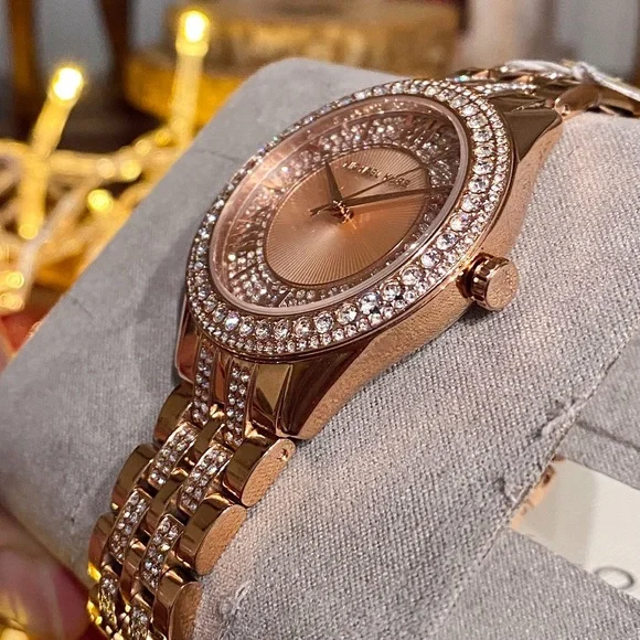 Michael Kors Women’s “Harlowe” Analog Pave Rose-Gold Watch, 38mm